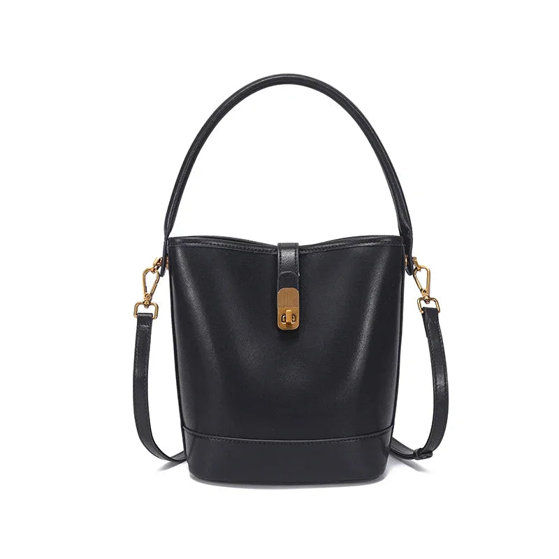 Vintage Leather Bucket Crossbody Bag