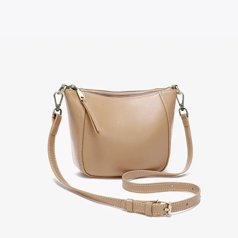 Curved Leather Crossbody Bag