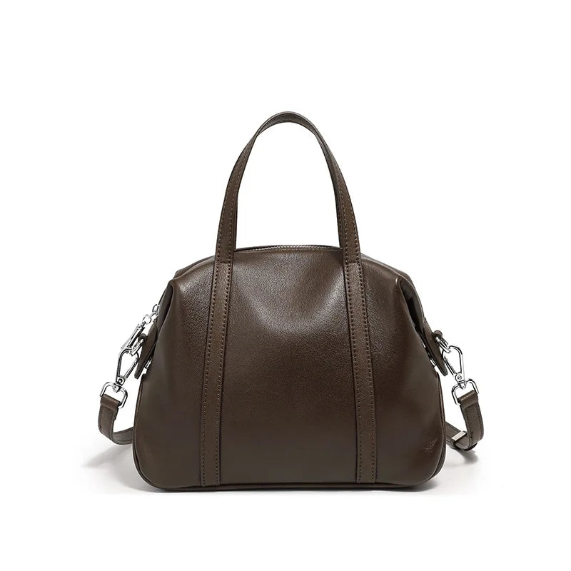 Brown Leather Boston Bag