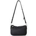 Black Pebbled Leather Baguette Bag