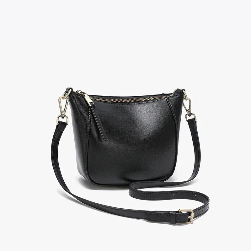 Curved Leather Crossbody Bag