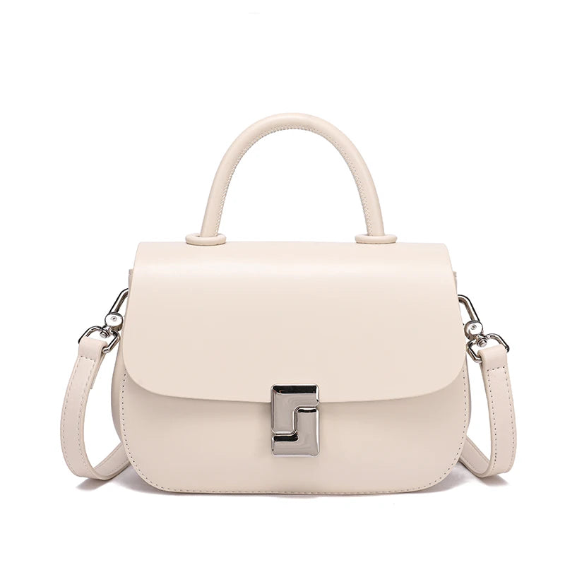 Black Leather Top Handle Flap Bag