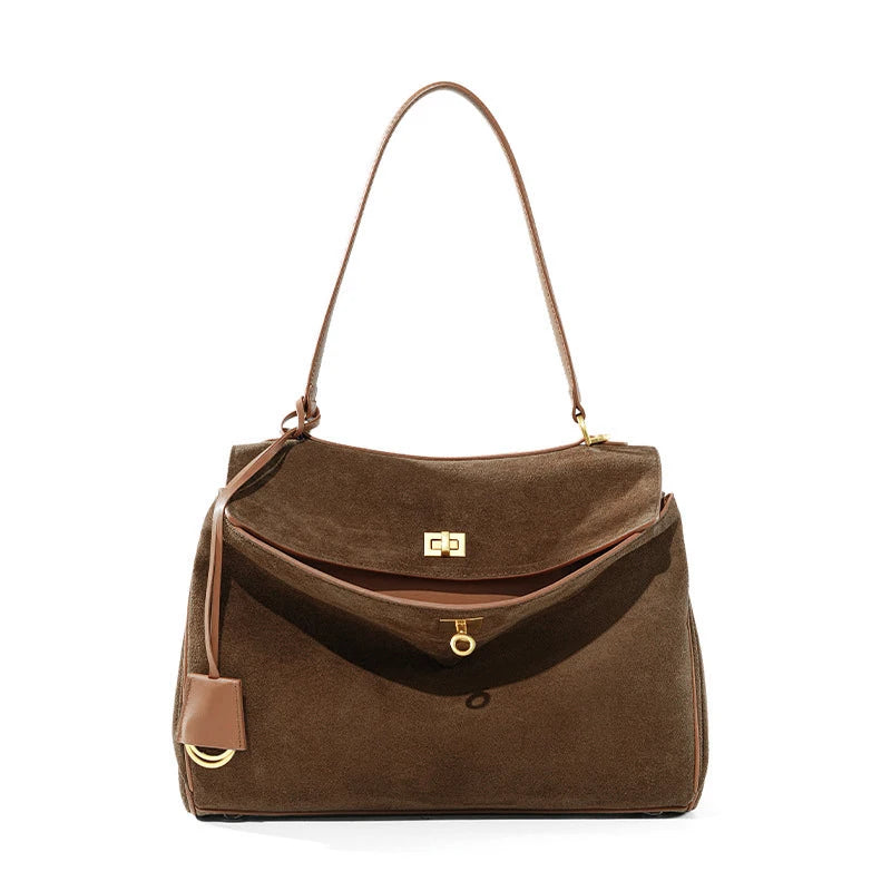 Nubuck Leather Shoulder Handbag