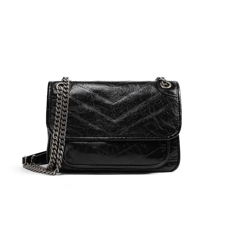 Ivory Quilted Chain Crossbody Bag