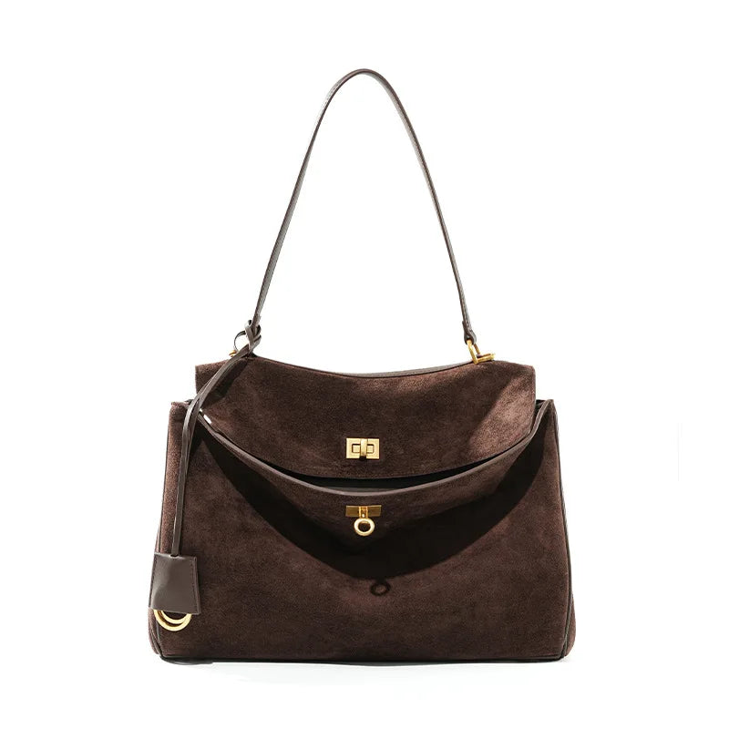 Nubuck Leather Shoulder Handbag