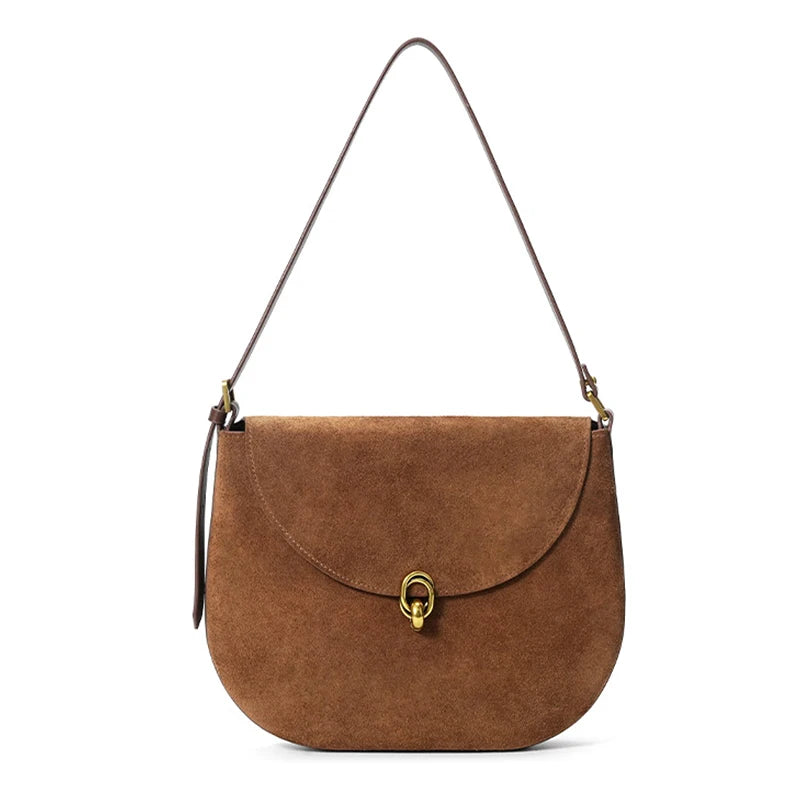Suede Saddle Shoulder Bag