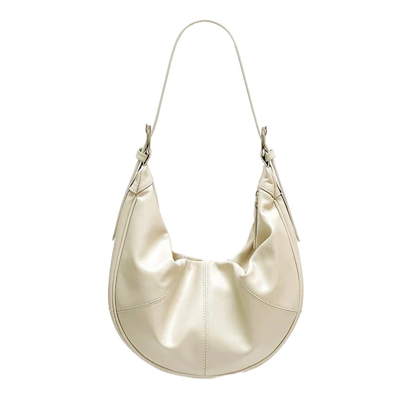 Silver Metallic Crescent Shoulder Bag