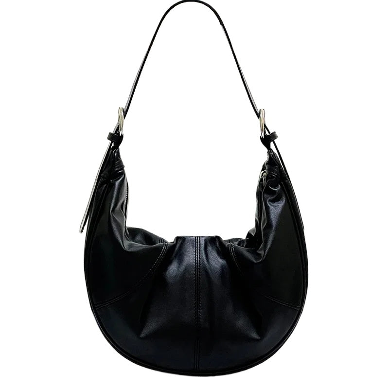 Silver Metallic Crescent Shoulder Bag