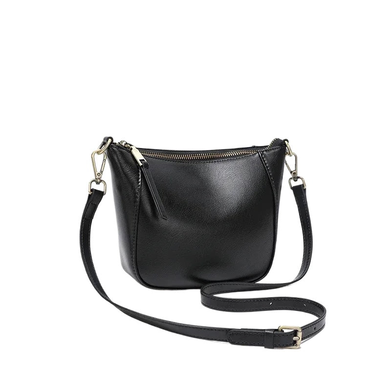 Curved Leather Crossbody Bag