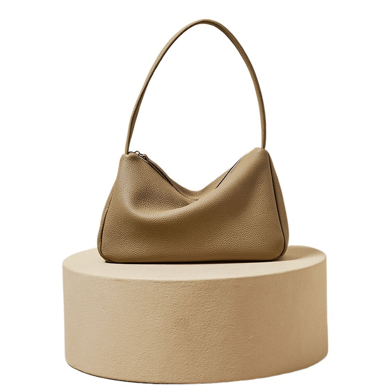 Cream Slouchy Leather Shoulder Bag